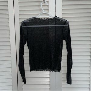 Sheer Sparkly Lettuce Edge Long Sleeve